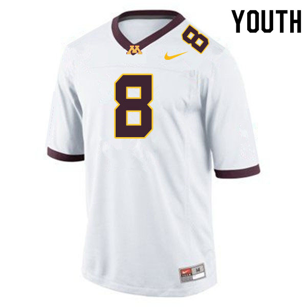 Youth #8 Ky Thomas Minnesota Golden Gophers College Football Jerseys Sale-White - Click Image to Close